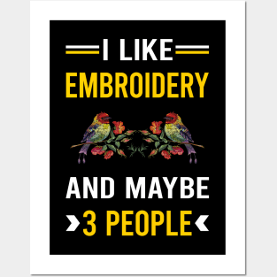 3 People Embroidery Embroidering Embroider Posters and Art